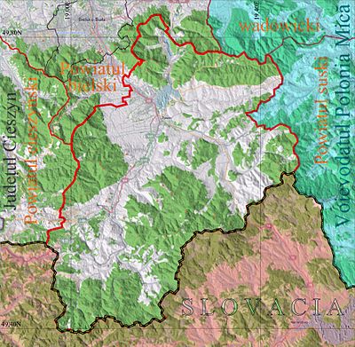 Harta de localizare Judetul Zywiec local