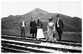 Acting Governor, Sir Henry May, and his wife inspect the tracks of the British Section at Lo Wu on 1 October 1910