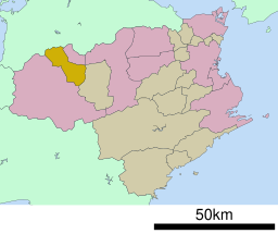 Higashimiyoshis läge i Tokushima prefektur      Städer      Landskommuner