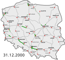 The highway network in 2000 HighwaysMapPoland 31 12 2000.svg