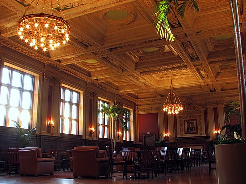 Holmes Lounge, the central reading room on campus, where students may study