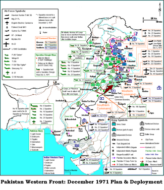 Mapa militar de Pakistán Occidental desde diciembre de 1971