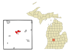 Ionia County Michigan Incorporated and Unincorporated areas Ionia Highlighted.svg