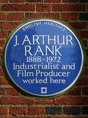 J. ARTHUR RANK 1888-1972 Industrialist and Film Producer worked here - blue plaque.JPG