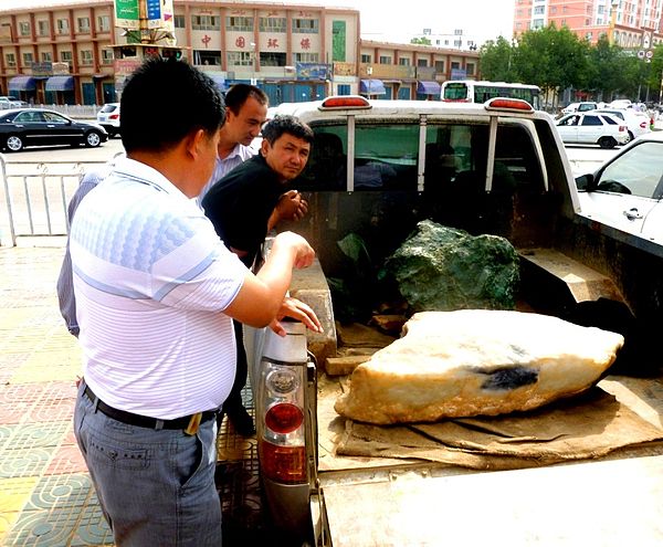 Jade rocks in truck in Khotan in 2011