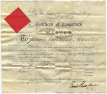 James William Munday's Master's Certificate, 6 November 1862 James William Munday's Master's Certificate, 1862-11-06, p1.png