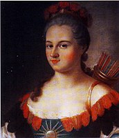 Матрена Герасимовна Теплова (173?—после 1791), урождённая Демешко, сестра матери Алексея и Кирилла Разумовских, супруга тайного советника Г.Н. Теплова (1716 или 1717 — 1779). Аллегория Америки.