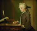 《さいころ独楽に見入る宝石商ゴドフロワ氏の息子（さいころ独楽をする子供）》 1738年、油彩 (67x76 cm) ルーヴル美術館