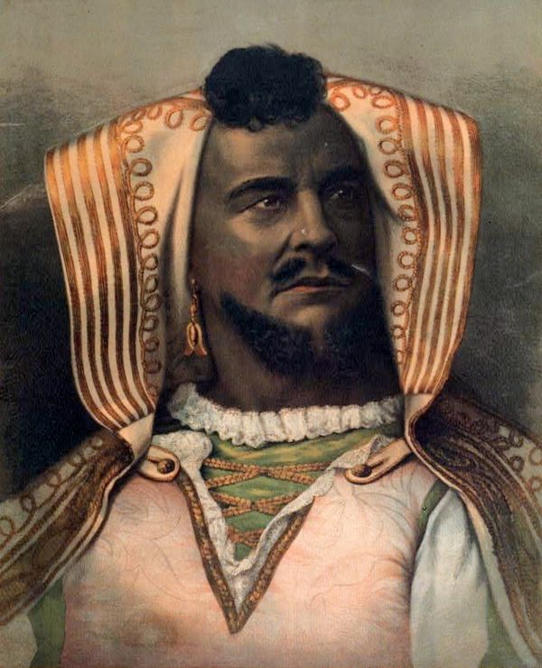 The white American actor John McCullough as Othello, 1878