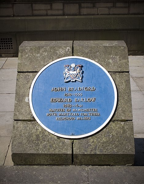 File:John bradford edward barlow blue plaque manchester cathedral.jpg