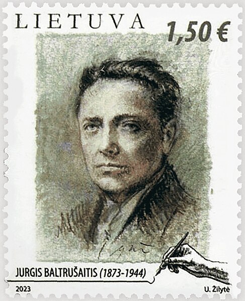 File:Jurgis Baltrušaitis 2023 stamp of Lithiania.jpg