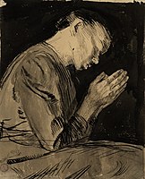 Biddende frou, foar 1918. Musée d'art moderne et contemporain of Strasbourg