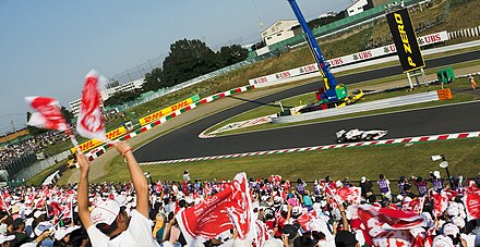 Fans cheer as local driver Kamui Kobayashi races past during the 2011 Japanese Grand Prix