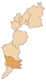 Lage des Bezirks Bezirk Güssing im Bundesland Burgenland (anklickbare Karte)