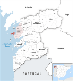 Kommunens läge i provinsen Pontevedra