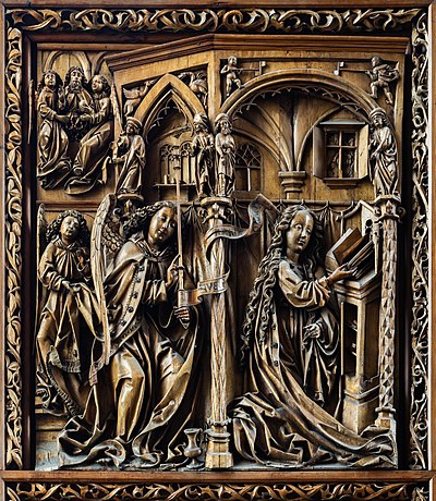 Wood carving of the Annunciation from the Kefermarkt altarpiece