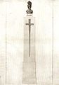 Caspar David Friedrich: Entwurf für ein Kriegerdenkmal mit Ritterhelm und Schwert, (um 1824)