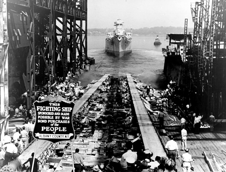 File:Launch of USS Albany (CA-123) at the Fore River Shipyard, Quincy, Massachusetts (USA), on 30 June 1945.jpg