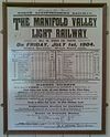 A poster showing the timetable for the Leek & Manifold Valley Light Railway