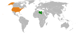 Libya ve ABD'nin konumlarını gösteren harita