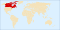 Country locator map for Canada Carte localisatrice