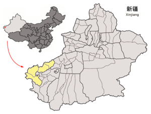 Kızılsu'nun Sincan Uygur Özerk Bölgesideki konumu
