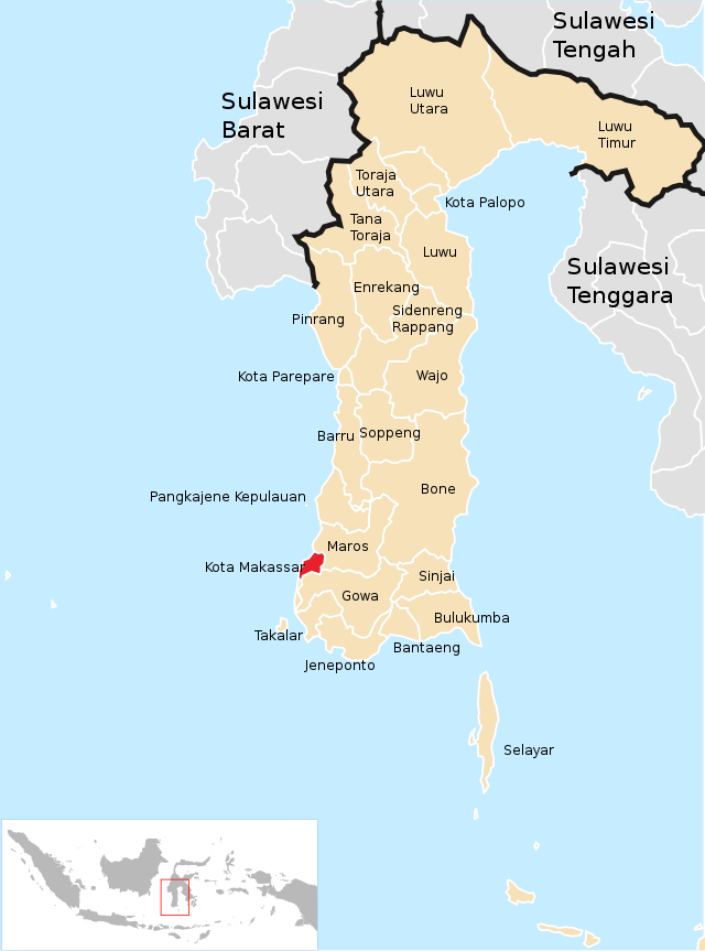 Stadens läge i Sulawesi Selatan