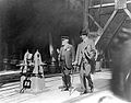 Lord William Pirrie (left) inspecting with Bruce Ismay (right) the Titanics launch setout preparations