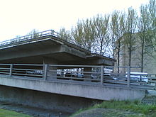 An incomplete junction at what would have been the south-west corner of the ring, known locally as the "ski jump". M8 motorway ski jump.jpg