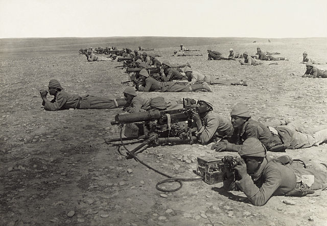Ottoman Machine Gun Corps in position during the Second Battle of Gaza: Murray withdrew his troops