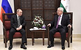 الرئيس الفلسطيني محمود عباس في القصر مع الرئيس الروسي فلاديمير بوتين (2020)