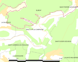 Mapa obce Saint-Cyr-la-Campagne