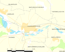 Carte de la commune de Courville-sur-Eure.