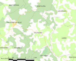 Mapa obce Goujounac