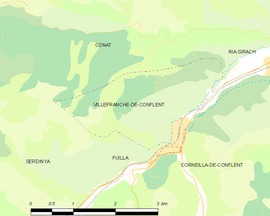 Mapa obce Villefranche-de-Conflent