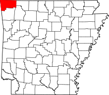 Map of Arkansas highlighting Benton County.svg