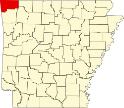 map of Arkansas highlighting Benton County