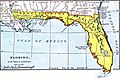 Mappa tal-lvant u l-punent ta' Florida fl-1819, is-sena li Spanja ċediet Florida lill-Stati Uniti permezz tat-Trattat Adams-Onís (ratifikat fl-1821)