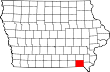 Harta statului Iowa indicând comitatul Van Buren