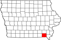 Map of Iowa highlighting Van Buren County