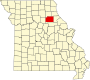 Harta statului Missouri indicând comitatul Monroe
