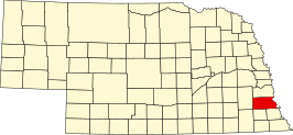 Locatie van Otoe County in Nebraska