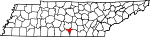 Statskort, der fremhæver Moore County