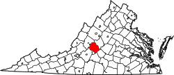 Karte von Amherst County innerhalb von Virginia