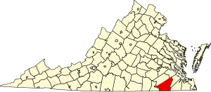 Map of Virginia highlighting Southampton County.svg