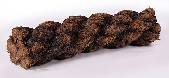 A piece of preserved rope found on board the 16th century carrack Mary Rose