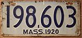 Massachusetts license plate 1920, number 198603.jpg