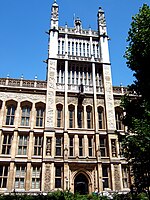 The Maughan Library and its clock tower is situated on the eastern side of Chancery Lane, opposite The Law Society. Maughanclocktower.JPG