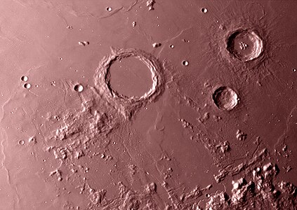红外光谱照片中的阿基米德陨石坑，斯德哥尔摩天文台北欧光学望远镜拍摄。