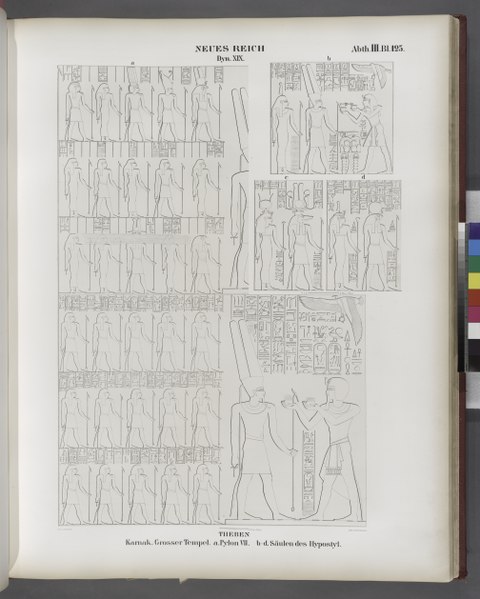 File:Neues Reich. Dynastie XIX. Theben (Thebes). Karnak. Grosser Tempel- a. Pylon VII; b - d Säulen des Hypostyl (NYPL b14291191-38298).tiff